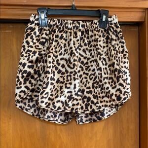 Silky Brown and Black Leopard Pajama Shorts Animal Print Sleep